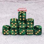 36 of Pack 12MM 6 Sided Mini Dice Set,Pearl Pattern Game Dice Set, 6 Sided Standard Dices for Yahtzee, Bunco or Teaching Math,with Portable Plastic Box(Green Pearl)