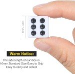 50 Pack 16MM White Dice - Six Sided Standard Opaque White Dice with Black Pips Dots for Board Games