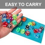 100 Pieces 16mm Colored Dice Set, Bulk Dice in 10 Translucent Colors with a Blue Drawstring Storage Bag, 6 Sided Dice for Board Games