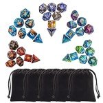 CiaraQ Polyhedral Dice Set (35 Pieces) with Black Pouches, 5 Complete Double-Colors Dice Sets of D4 D6 D8 D10 D% D12 D20 Compatible with Dungeons and Dragons DND RPG MTG Table Games