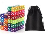 100Pcs Colored Dice Set Standard 16mm Game Dice Bulk with a Black Drawstring Storage Bag, for Learning, Classroom (Colored)