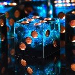 AUSTOR 6 Sided Dice 16mm Resin D6 Dice Handmade Sharp Edge Game Dice Set, 6 Pieces Resin Dice with Metal Case for Tenzi, Farkle, Yahtzee, Bunco or Teaching Math, Black & Blue