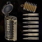 CZYY Rifle Bullet Dice Set - Solid Metal 7 Polyhedral Dice Set with Spinning Container Case & Cartridge Holder Belt - Perfect Role Playing Dice Set for D&D, Tabletop Games (Bronze)