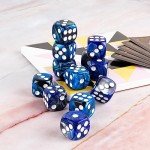 24 Pieces 16mm Marble 6 Sided Dice Round Corner D6 Dice Set Card Game Dice for MTG DND Tenzi Farkle Yahtzee Bunco or Math Learning