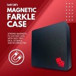 Luck Lab Farkle Dice Tray and Storage Case - Includes Embedded Scoring Combinations, 2 Sets of 6 Pearl Dice, 40 Sheet Score Pad and Pen Holder for The Classic Family Game (Red)