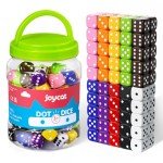 JoyCat 16mm 6 Sided Dice Set Standard Game Dice Kids for Board Games Dice Games Math Dice for Classroom with Storage Bucket (100, Opaque)