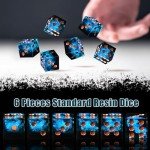AUSTOR 6 Sided Dice 16mm Resin D6 Dice Handmade Sharp Edge Game Dice Set, 6 Pieces Resin Dice with Metal Case for Tenzi, Farkle, Yahtzee, Bunco or Teaching Math, Black & Blue