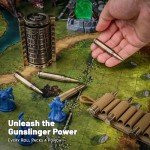 CZYY Rifle Bullet Dice Set - Solid Metal 7 Polyhedral Dice Set with Spinning Container Case & Cartridge Holder Belt - Perfect Role Playing Dice Set for D&D, Tabletop Games (Bronze)