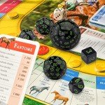 AUSTOR 15 Pieces Complete Polyhedral Dice Set D3-D100 Game Dice Set with a Leather Drawstring Storage Bag for Role Playing Table Games(Black & Green)