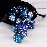 24 Pieces 16mm Marble 6 Sided Dice Round Corner D6 Dice Set Card Game Dice for MTG DND Tenzi Farkle Yahtzee Bunco or Math Learning