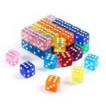 Yinsun 40 Pieces 16mm Dice Set 6 Sided Standard Game Dice Set for Board Game, Teaching Math - Square Dice, 8 Translucent Colors