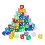 100pcs 16mm Game Dice D6 Six Sided of Rounded Translucent for Yahtzee,Tenzi, Farkle, Bunco, DND, MTG, RPG,Table Board Game or Teaching Math with a Beautiful Blue Drawstring Storage Bag