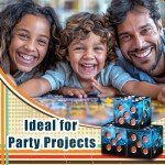 AUSTOR 6 Sided Dice 16mm Resin D6 Dice Handmade Sharp Edge Game Dice Set, 6 Pieces Resin Dice with Metal Case for Tenzi, Farkle, Yahtzee, Bunco or Teaching Math, Black & Blue