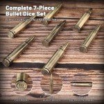 CZYY Rifle Bullet Dice Set - Solid Metal 7 Polyhedral Dice Set with Spinning Container Case & Cartridge Holder Belt - Perfect Role Playing Dice Set for D&D, Tabletop Games (Bronze)