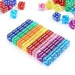 Yinsun 40 Pieces 16mm Dice Set 6 Sided Standard Game Dice Set for Board Game, Teaching Math - Square Dice, 8 Translucent Colors