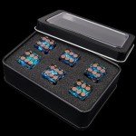 AUSTOR 6 Sided Dice 16mm Resin D6 Dice Handmade Sharp Edge Game Dice Set, 6 Pieces Resin Dice with Metal Case for Tenzi, Farkle, Yahtzee, Bunco or Teaching Math, Black & Blue