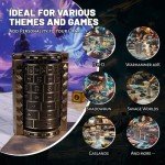 CZYY Rifle Bullet Dice Set - Solid Metal 7 Polyhedral Dice Set with Spinning Container Case & Cartridge Holder Belt - Perfect Role Playing Dice Set for D&D, Tabletop Games (Bronze)