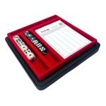 Luck Lab Farkle Dice Tray and Storage Case - Includes Embedded Scoring Combinations, 2 Sets of 6 Pearl Dice, 40 Sheet Score Pad and Pen Holder for The Classic Family Game (Red)