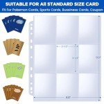Fabmaker 36pack Trading Card Sleeve, Holds 648 Cards, 9 Pocket Card Sleeves Binder Sheets for 3 Ring Binder, 11 Holes Trading Card Binder Sleeves Fit for MTG, Baseball, Game, Business Cards, Coupon