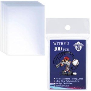 100 Pcs Soft Trading Card Sleeves, Top Loading Sleeves for Standard Cards 2.5" X 3.5"，Ultra-Clear Card Protector for Game, Baseball Cards