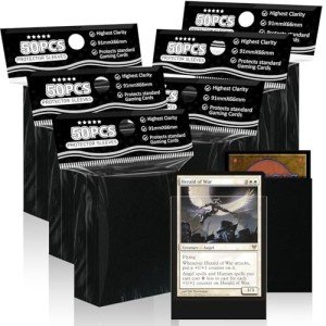 Black Card Sleeves Fit for MTG, 300 Pack Perfect Fit Standard Card Sleeves for Trading Cards Sports Cards Baseball Cards TCG, Sturdy and Nice Shuffling