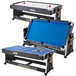 VEVOR 3-in-1 Rotating Swivel Multi Game Table with Air Hockey, Billiards/Pool, and Table Tennis, 88" Hockey Table for Game Room Family Home, Arcade Gaming Set, All Accessories for Each Game Included