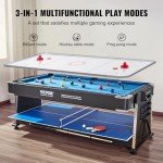 VEVOR 3-in-1 Rotating Swivel Multi Game Table with Air Hockey, Billiards/Pool, and Table Tennis, 88" Hockey Table for Game Room Family Home, Arcade Gaming Set, All Accessories for Each Game Included