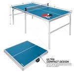 GoSports 6 ft x 3 ft Mid-size Table Tennis Game Set - Indoor / Outdoor Portable Table Tennis Game with Net, 2 Table Tennis Paddles and 4 Balls