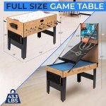 SereneLife 48" 6-in-1 Multi Game Table, Full-Size Indoor and Outdoor Arcade Sports Table with Pool, Air Hockey, Foosball, Basketball, Table Tennis, Dining Table, for Family, Kids, Adults
