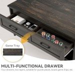 DWVO Board Game Table Living Room: 3-in-1 Game & Puzzle Table with Play Mat, 4 Drawers, Power Outlet, Removable Top (Dark Oak)