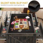 DWVO Board Game Table Living Room: 3-in-1 Game & Puzzle Table with Play Mat, 4 Drawers, Power Outlet, Removable Top (Dark Oak)