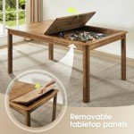 Board Game Table with Removable Table Top, Seats 4 to 6 Players with 4ft-9in x 2ft-9in Play Area, Includes Play Mat and Detachable Cup Holders, Minimal Assembly Required (Warm Walnut)