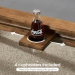Board Game Table with Removable Table Top, Seats 4 to 6 Players with 4ft-9in x 2ft-9in Play Area, Includes Play Mat and Detachable Cup Holders, Minimal Assembly Required (Warm Walnut)