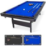 GoSports Full Size 8 ft x 4.2 ft Billiards Game Table - Foldable Design, Includes Full Set of Pool Balls, 2 Cue Sticks, Chalk, and Felt Brush - Blue