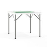 Flash Furniture Silas 34.5" Square Folding Card Table with Felt Green Surface and Cup Holders, Portable Folding Game Table for 4 Players, White/Green