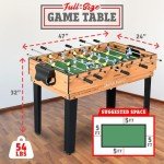 SereneLife 4 in 1 Multi Game Table, 48" All in One Sports Arcade Games with Accessories, Ping Pong, Hockey, Pool Billiards, Soccer Foosball, for Indoor and Outdoor, Family, Kids and Adults
