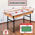 SereneLife 4 in 1 Multi Game Table, 4’x2’ Folding Portable Sports Arcade Games with Accessories, Ping Pong, Air Hockey, Pool Billiards, and Shuffleboard, for Indoor, Outdoor, All Ages