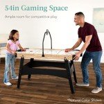 Best Choice Products LED 54 Inch Air Hockey Game Table w/Light-up Scoreboard, Powerful Motor, AC Outlet. Includes 2 Pucks, 2 Pushers - Walnut