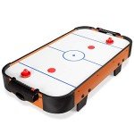 Best Choice Products 40in Portable Tabletop Air Hockey Arcade Table for Game Room w/ 100V Motor, Electric Fan, 2 Strikers, 2 Pucks - Light Brown