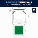 Flash Furniture Silas 34.5" Square Folding Card Table with Felt Green Surface and Cup Holders, Portable Folding Game Table for 4 Players, White/Green