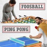 SereneLife 4 in 1 Multi Game Table, 48" All in One Sports Arcade Games with Accessories, Ping Pong, Hockey, Pool Billiards, Soccer Foosball, for Indoor and Outdoor, Family, Kids and Adults