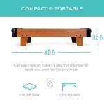 Best Choice Products 40in Portable Tabletop Air Hockey Arcade Table for Game Room w/ 100V Motor, Electric Fan, 2 Strikers, 2 Pucks - Light Brown