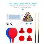 Best Choice Products 4-in-1 Multi Game Table, Childrens Combination Arcade Set w/Pool Billiards, Air Hockey, Foosball and Table Tennis - Natural