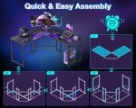 Casaottima L Shaped Gaming Desk, Corner Desk Gaming Table for Home Office, Computer Desk Sturdy Writing Workstation for Small Space, Easy to Assemble, 51 inch, Carbon Fiber Surface, Black