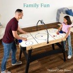 Best Choice Products LED 54 Inch Air Hockey Game Table w/Light-up Scoreboard, Powerful Motor, AC Outlet. Includes 2 Pucks, 2 Pushers - Walnut