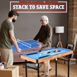 SereneLife 4 in 1 Multi Game Table, 4’x2’ Folding Portable Sports Arcade Games with Accessories, Ping Pong, Air Hockey, Pool Billiards, and Shuffleboard, for Indoor, Outdoor, All Ages