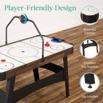Best Choice Products LED 54 Inch Air Hockey Game Table w/Light-up Scoreboard, Powerful Motor, AC Outlet. Includes 2 Pucks, 2 Pushers - Walnut