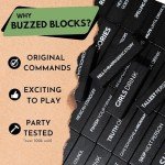 Buzzed Blocks Adult Drinking Game - 54 Blocks with Hilarious Drinking Commands on 40 of Them | Perfect Party Starter | Entertaining Party Game for Adults | Novelty Funny Gift (Black)