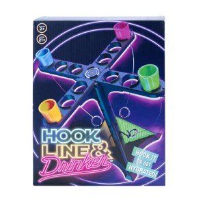 Endless Games Hook Line & Hydration Party Game – Fun Ring Toss Game for Adults | 13" Tower with Shot Glasses | Perfect for Parties, 2+ Players, Ages 21+