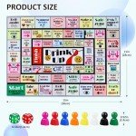 Drinking Board Games for Adults, Rubber Mat Drinking Board Game, Funny Party Interactive Drinking Games for Game Night, Birthday, Family Play or Any Occasion, Age 21+, 2-8 Players